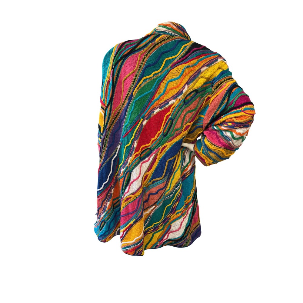 Coogi Australia Vintage 3D Knit Sweater Long Oversized Cardigan Jacket KC - Picture 4 of 16